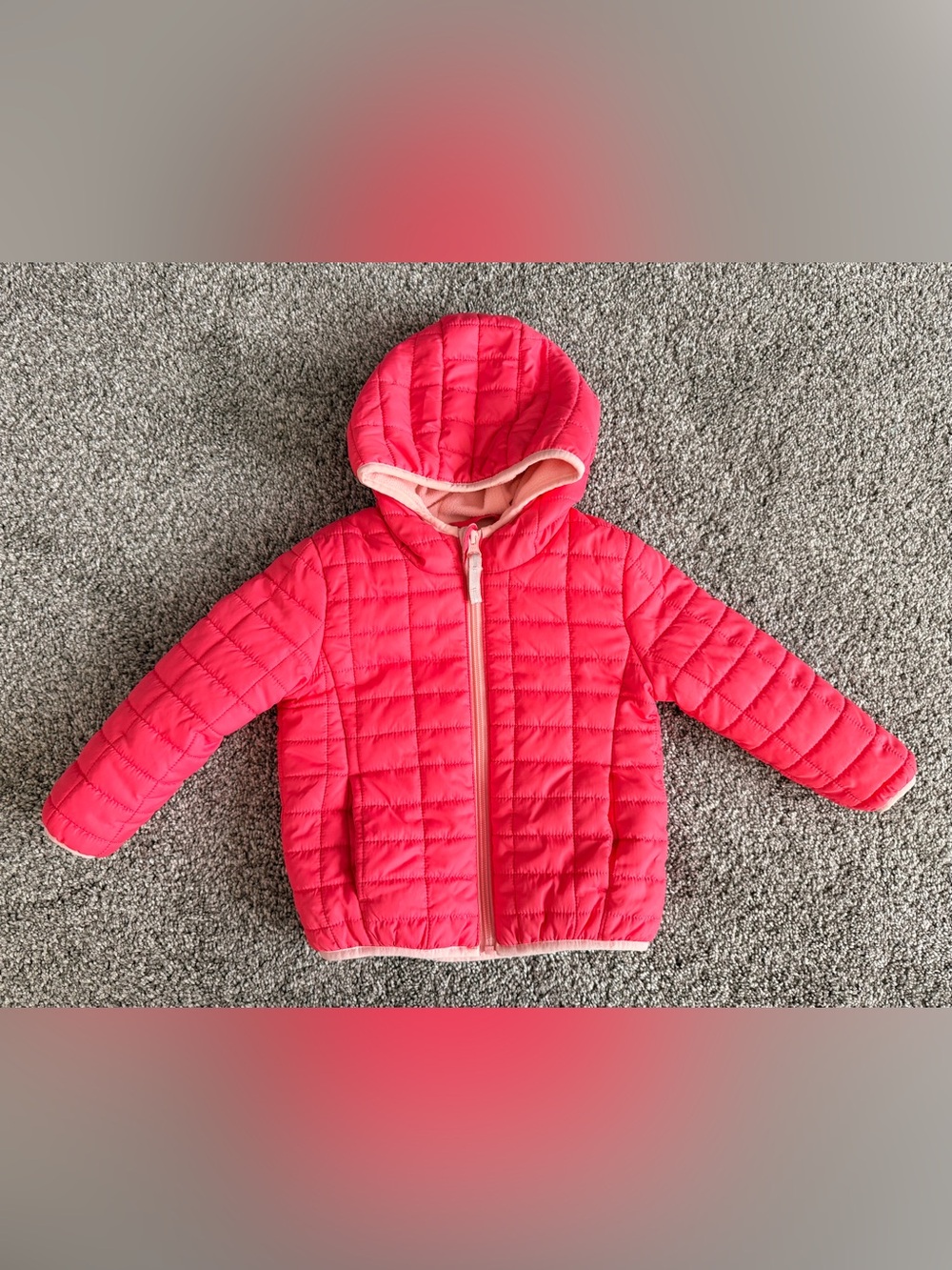 Cat & Jack Bright Pink Quilted Hooded Puffer Jacket